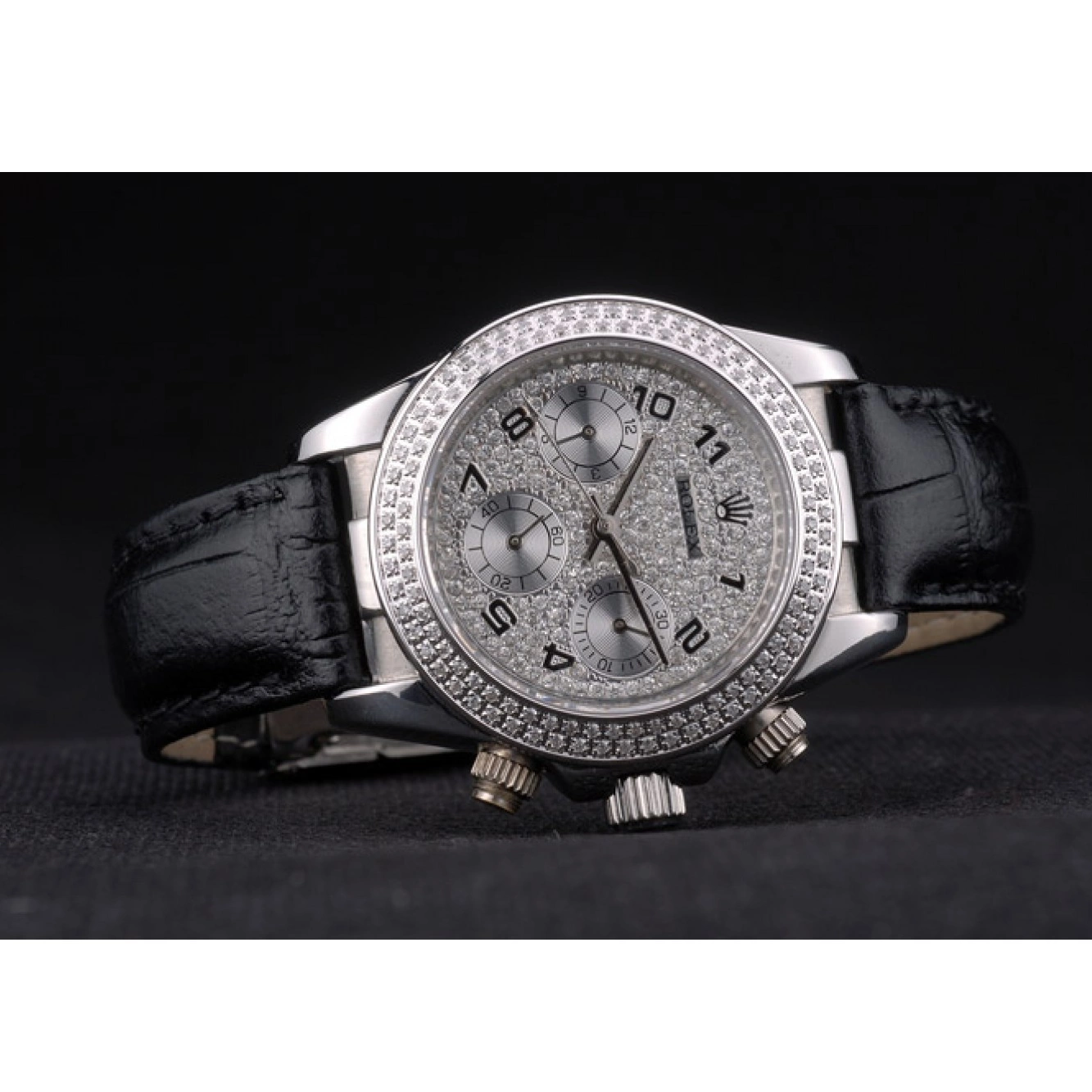 Good Copy Rolex Watches Steel Studded Dial Lady Studded Stainless Crystal Rolex Crystal Daytona Case Bezel 0801